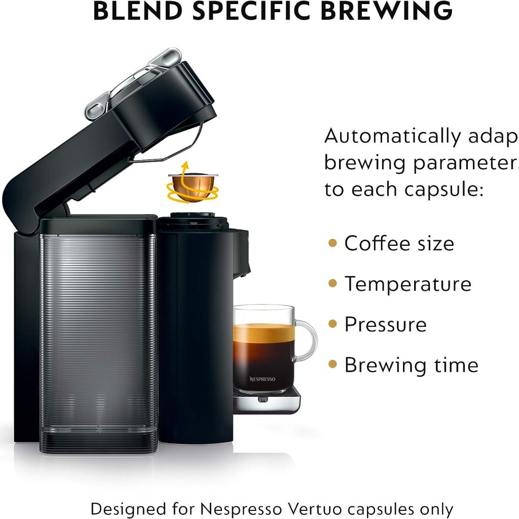 Nespresso Vertuo Coffee and Espresso Machine by DeLonghi with Milk Frother, 236.59 Milliliters, Piano Black