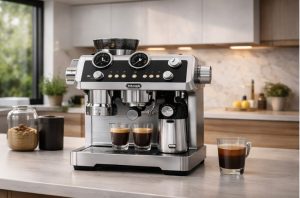 Delonghi Specialista Maestro Review in kitchen.